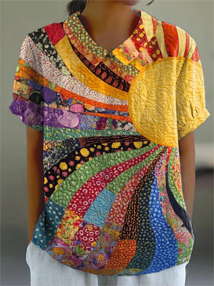 Lila | Vibrant Patchwork Womens Shirt 0